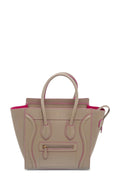 Micro Luggage Taupe with Pink Piping