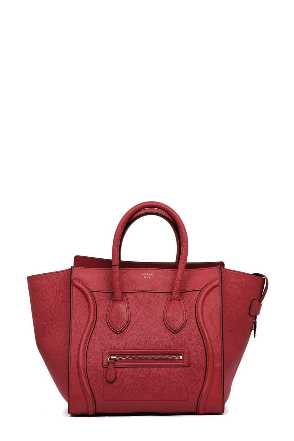 Mini Luggage Deep Red with Gold Hardware