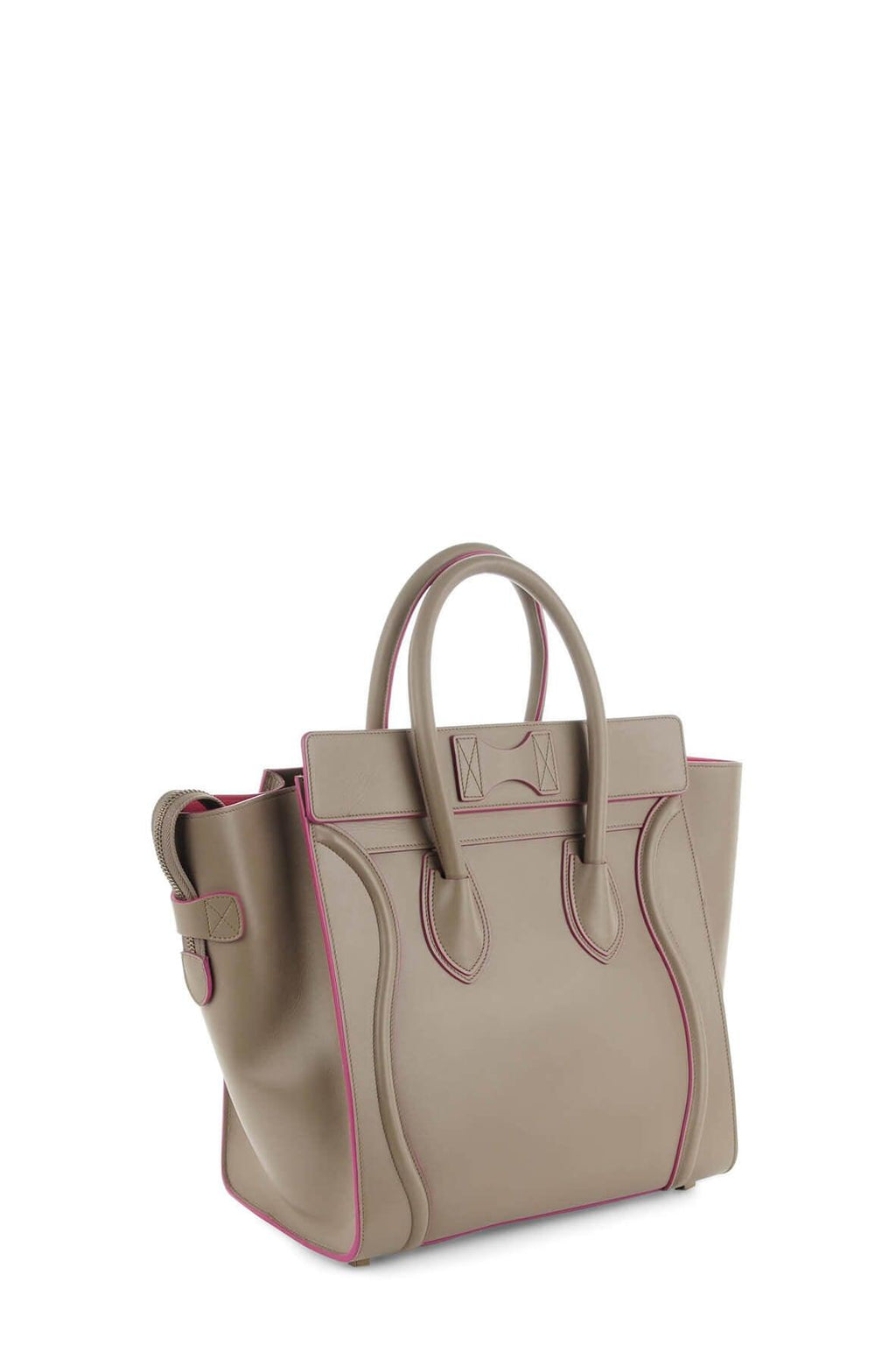 Mini Luggage Taupe with Pink Piping
