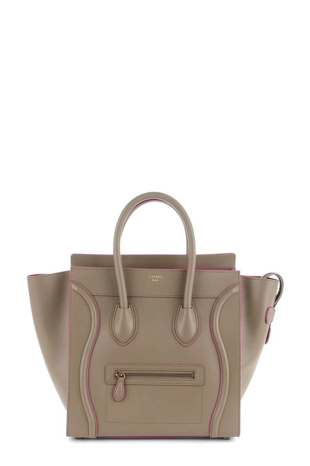 Mini Luggage Taupe with Pink Piping