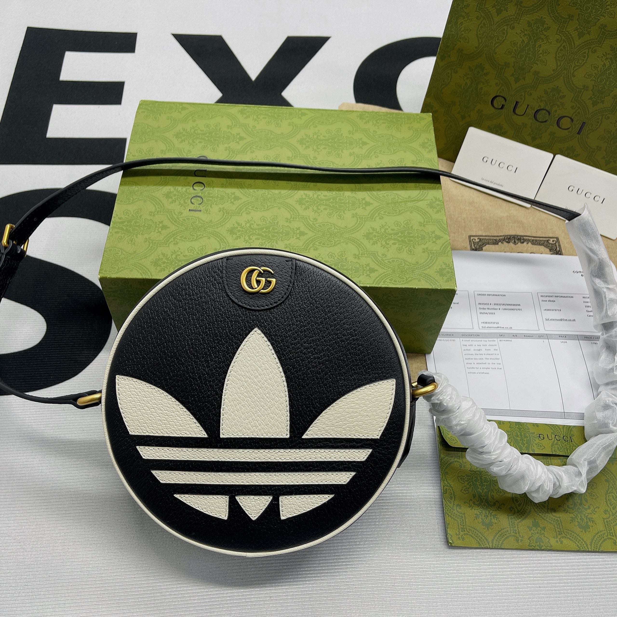 gg x Adidas Ophidia Shoulder Bag Black For Women, Women’s Bags 8.6in/22cm gg 