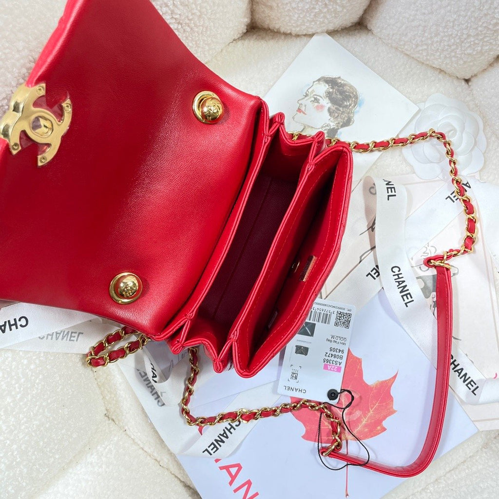 CHLMini GlamIap Bag Gold Hardware Red For Women Handbags, Shoulder Bags 6.7in/17cm AS3365
