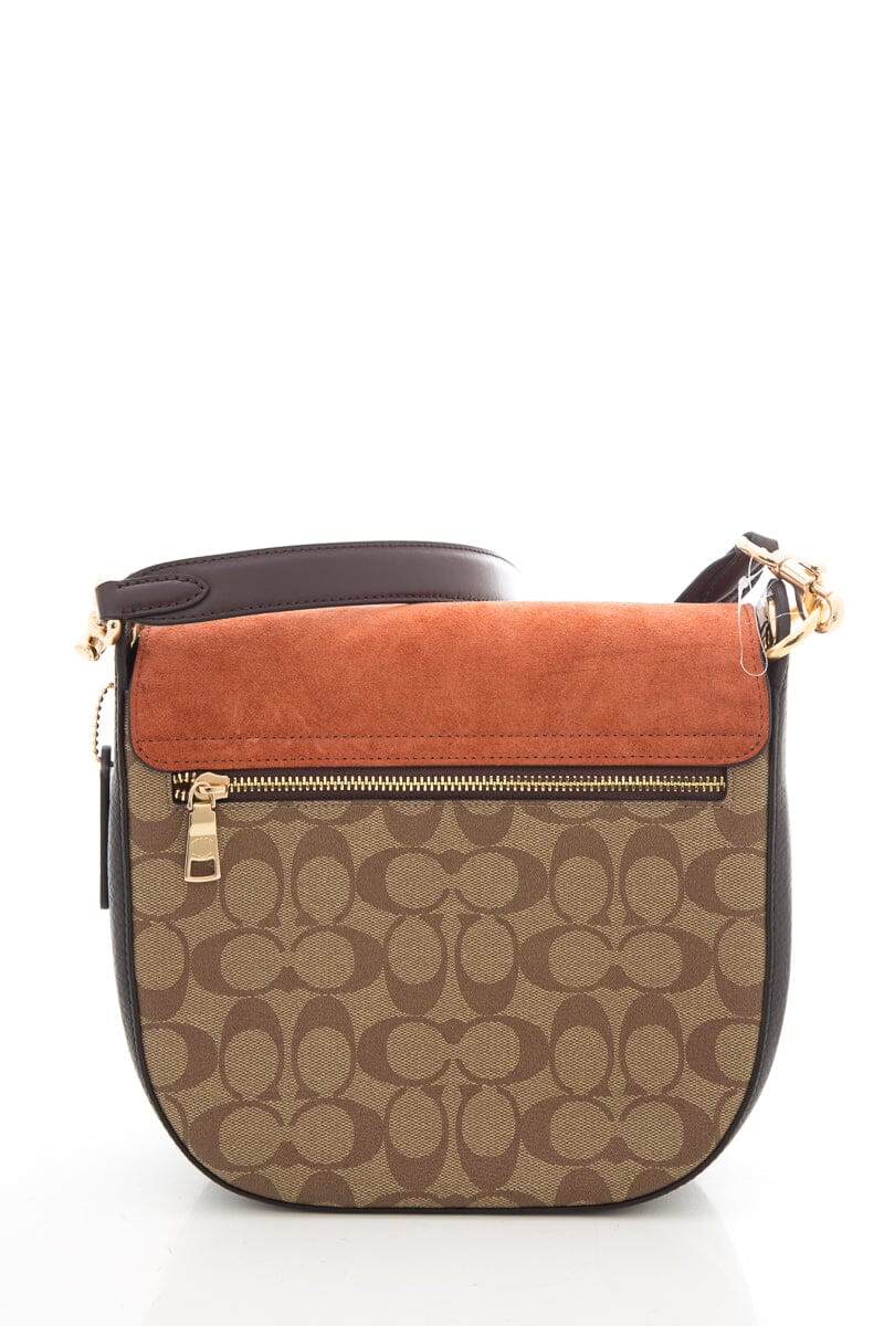Coach "Kleo 23" Monogram & Rust Suede Cross-Body NWT