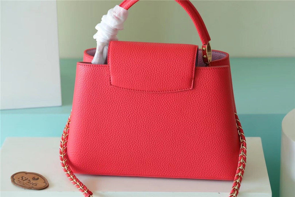 LV Capucines MM Taurillon Red For Women, Women’s Bags, Shoulder And Crossbody Bags 12.4in/31.5cm LV 