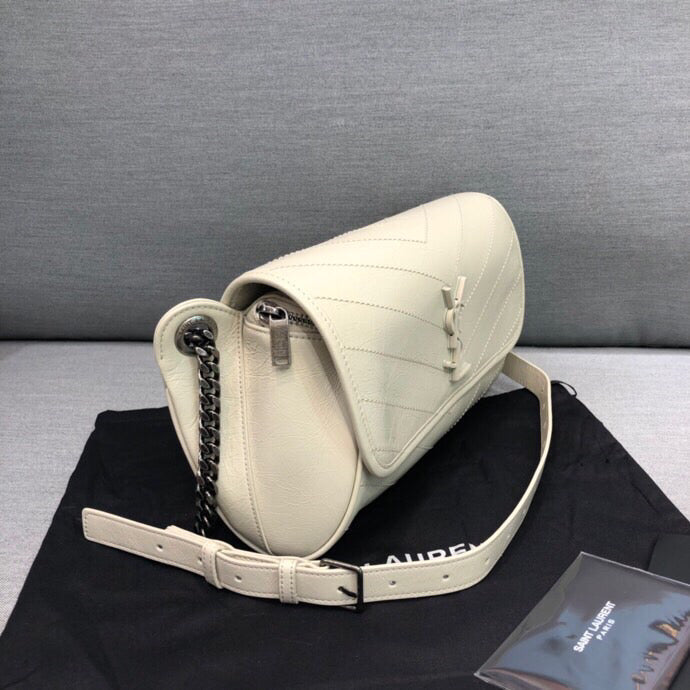 GLAMI Niki MeGLAMIum Crinkled Shoulder Bag White For Women 11in/28cm YSL