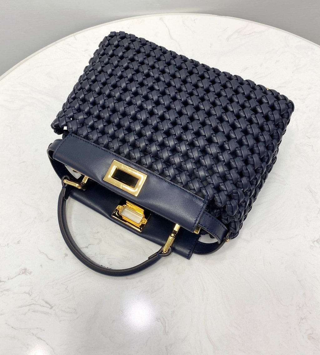 FI GlamI Mini Navy Blue Braided Bag For Woman 18cm/7in