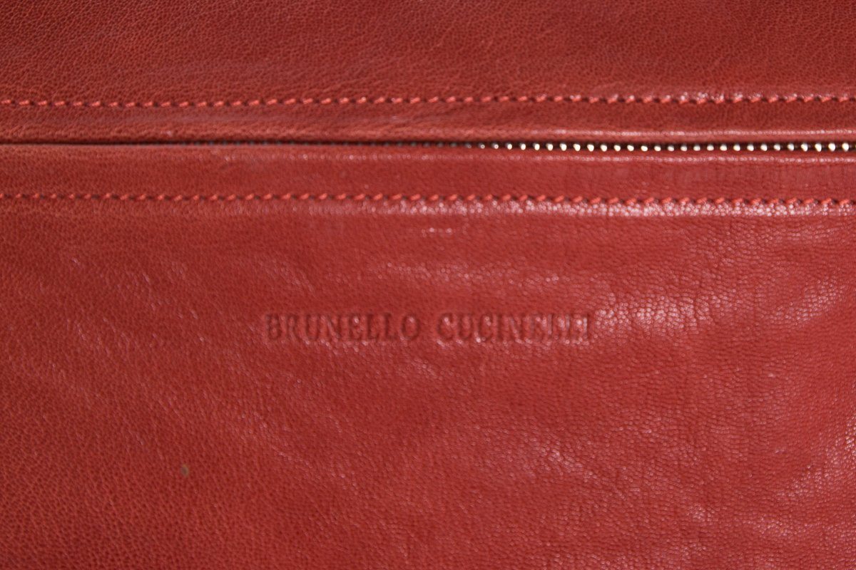 Brunello Cucinelli Brick Red Patent Leather Clutch