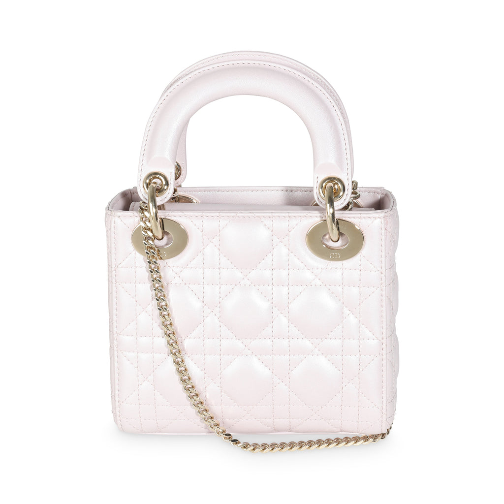 Christian Dior Lotus Pearlescent Cannage Lambskin Mini Lady Dior