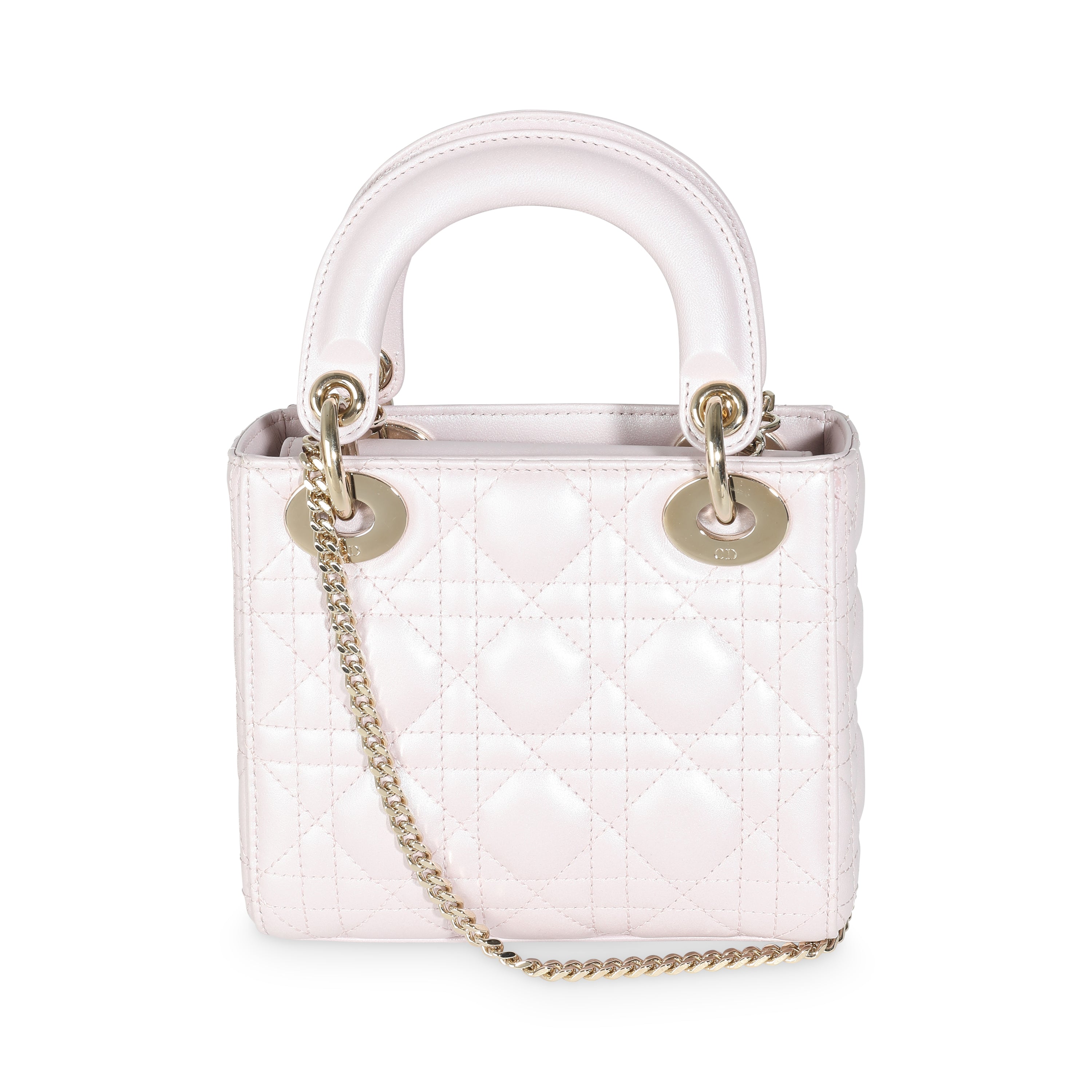 Christian Dior Lotus Pearlescent Cannage Lambskin Mini Lady Dior