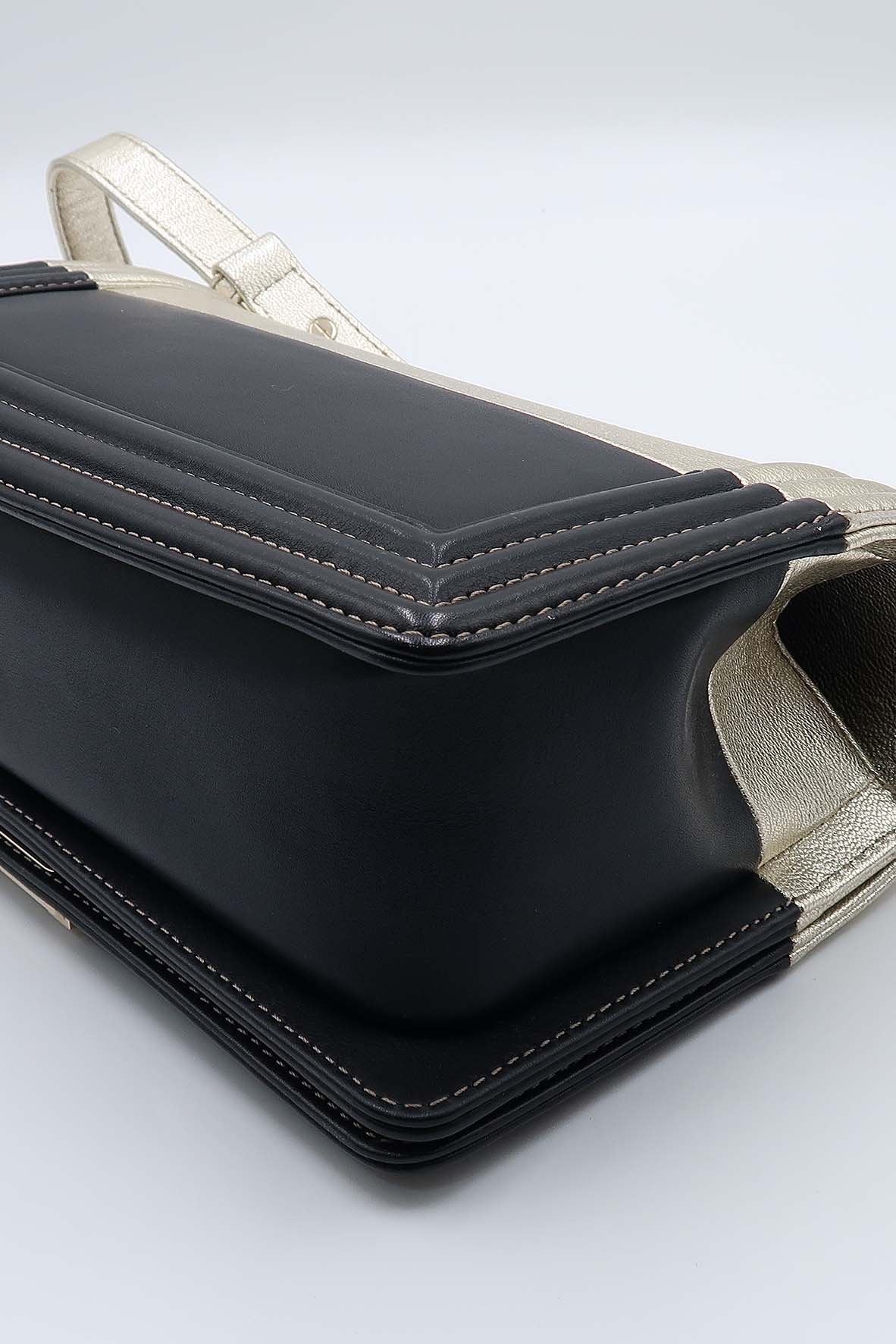 Bicolour Medium Boy Flap Bag Gold, Black