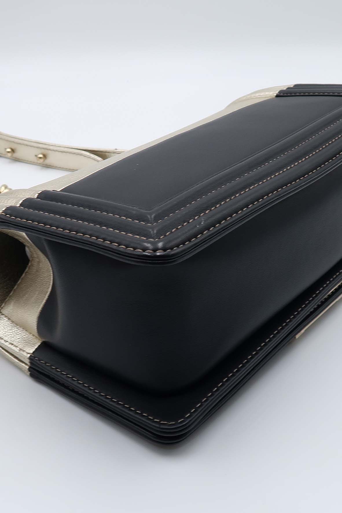 Bicolour Medium Boy Flap Bag Gold, Black
