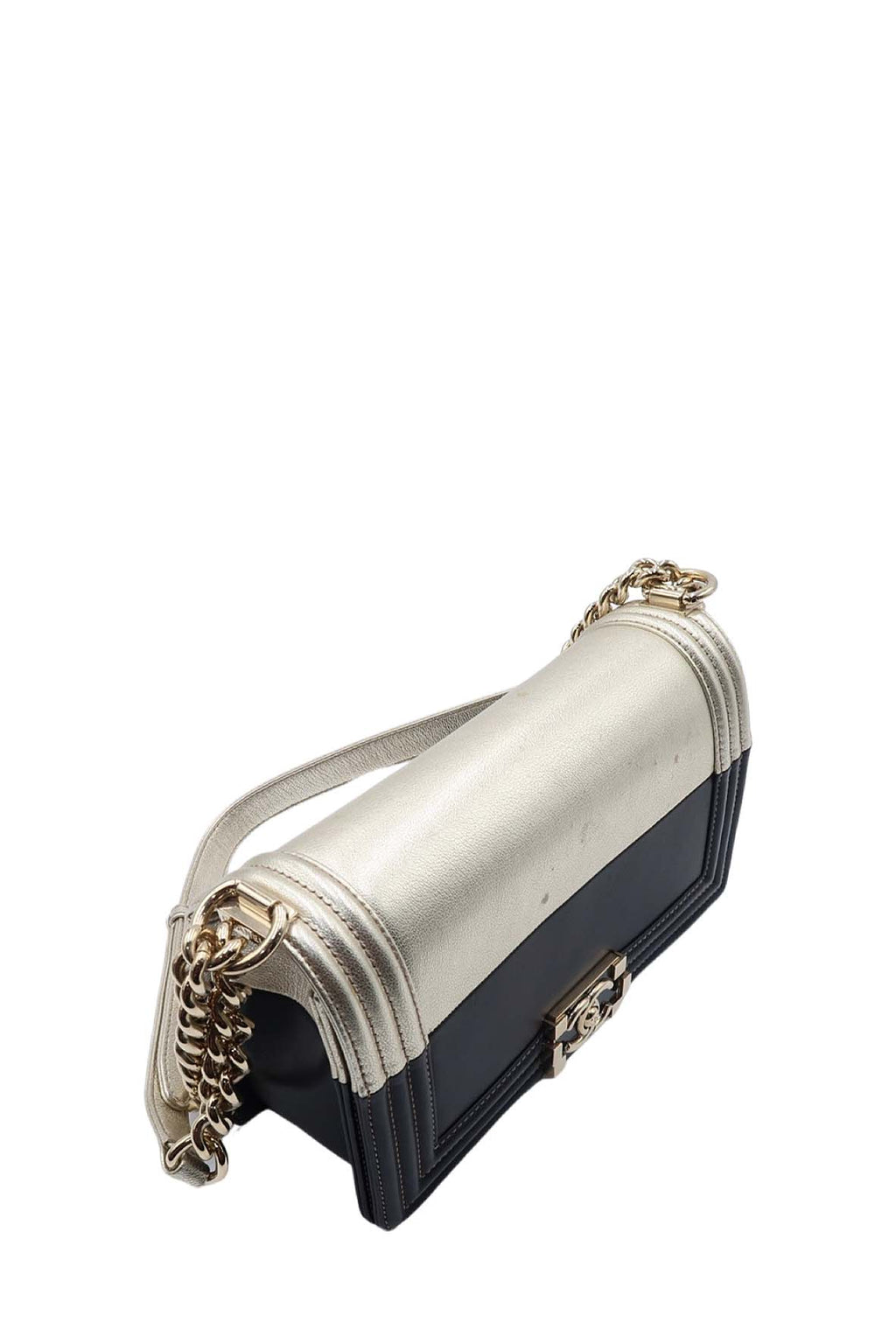Bicolour Medium Boy Flap Bag Gold, Black
