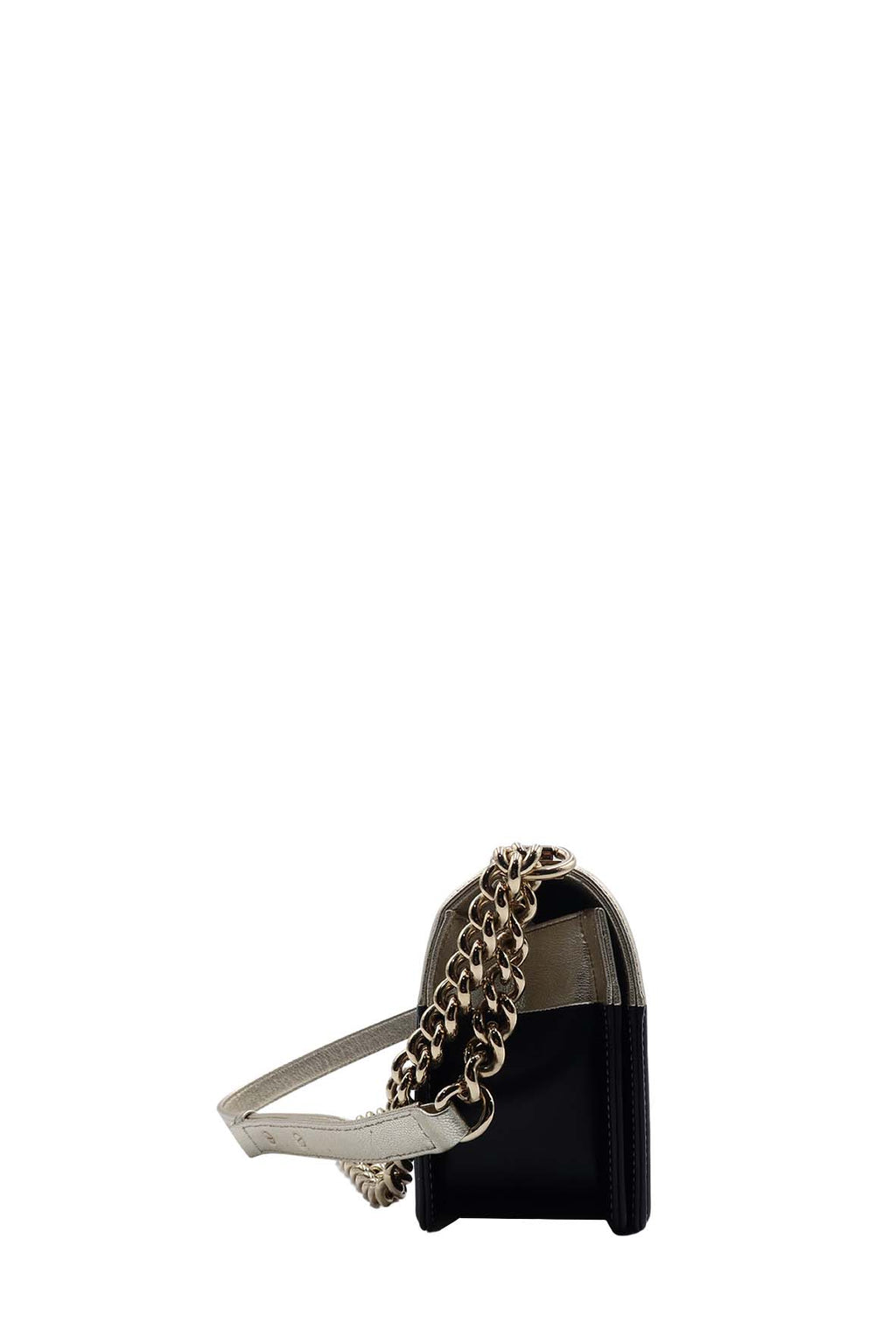 Bicolour Medium Boy Flap Bag Gold, Black