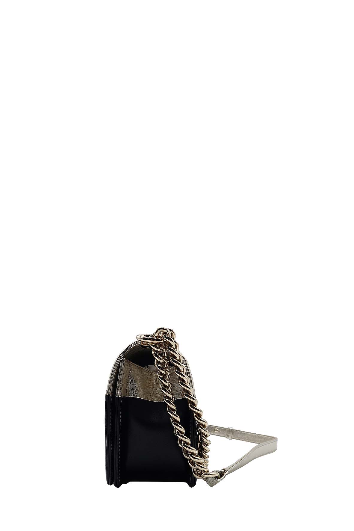 Bicolour Medium Boy Flap Bag Gold, Black