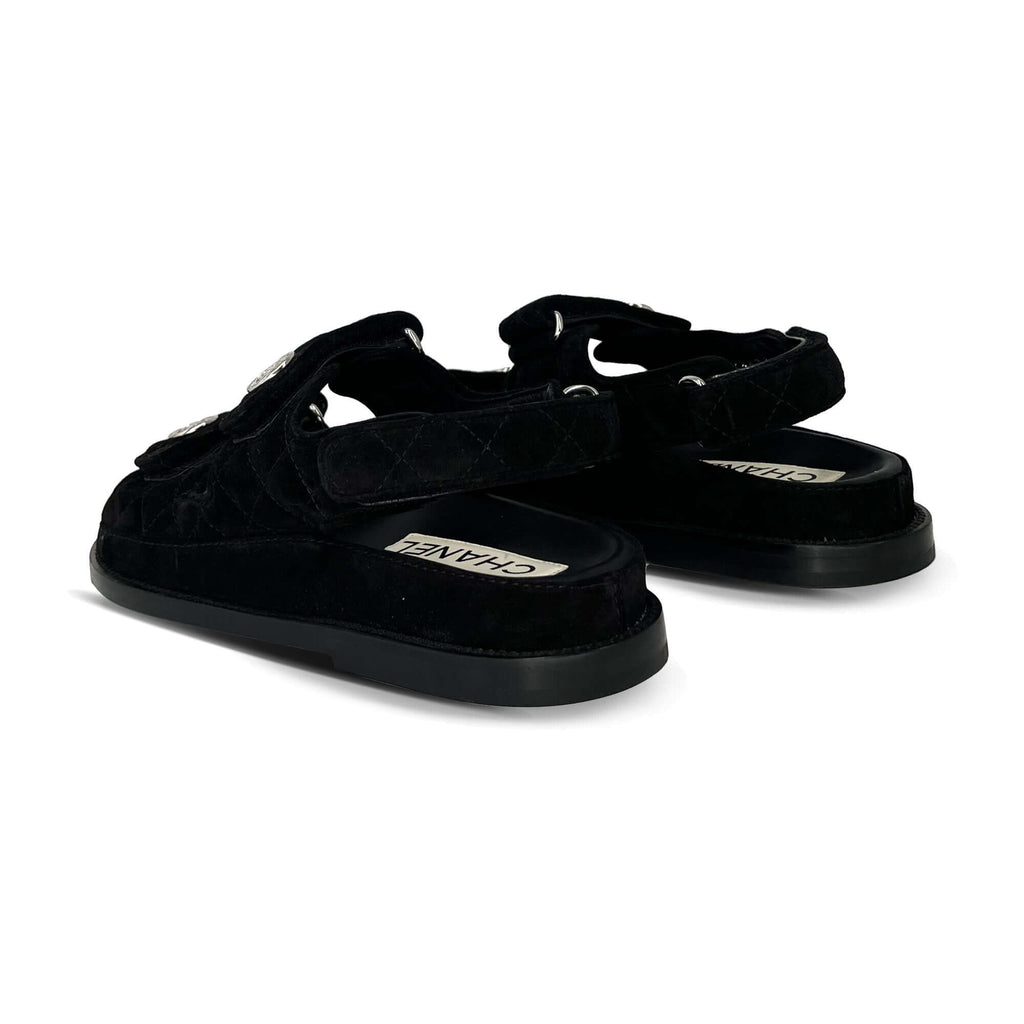 Chanel dad suede sandals black