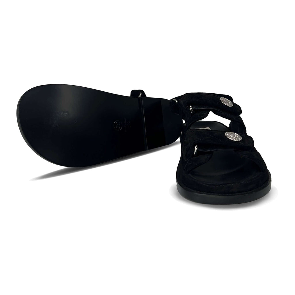 Chanel dad suede sandals black