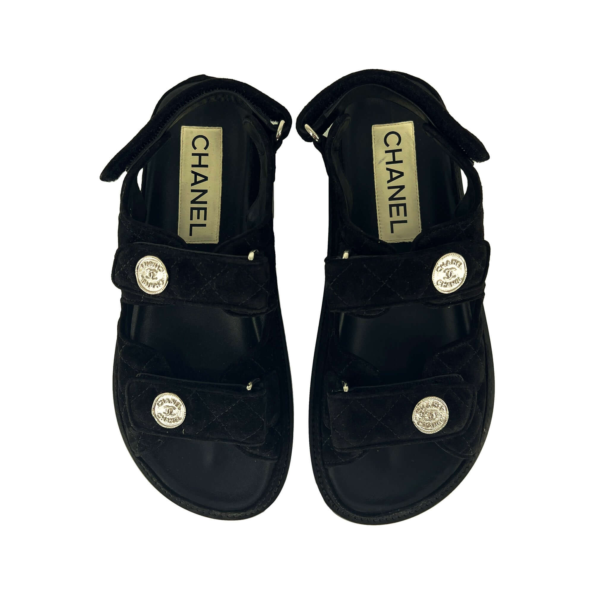 Chanel dad suede sandals black