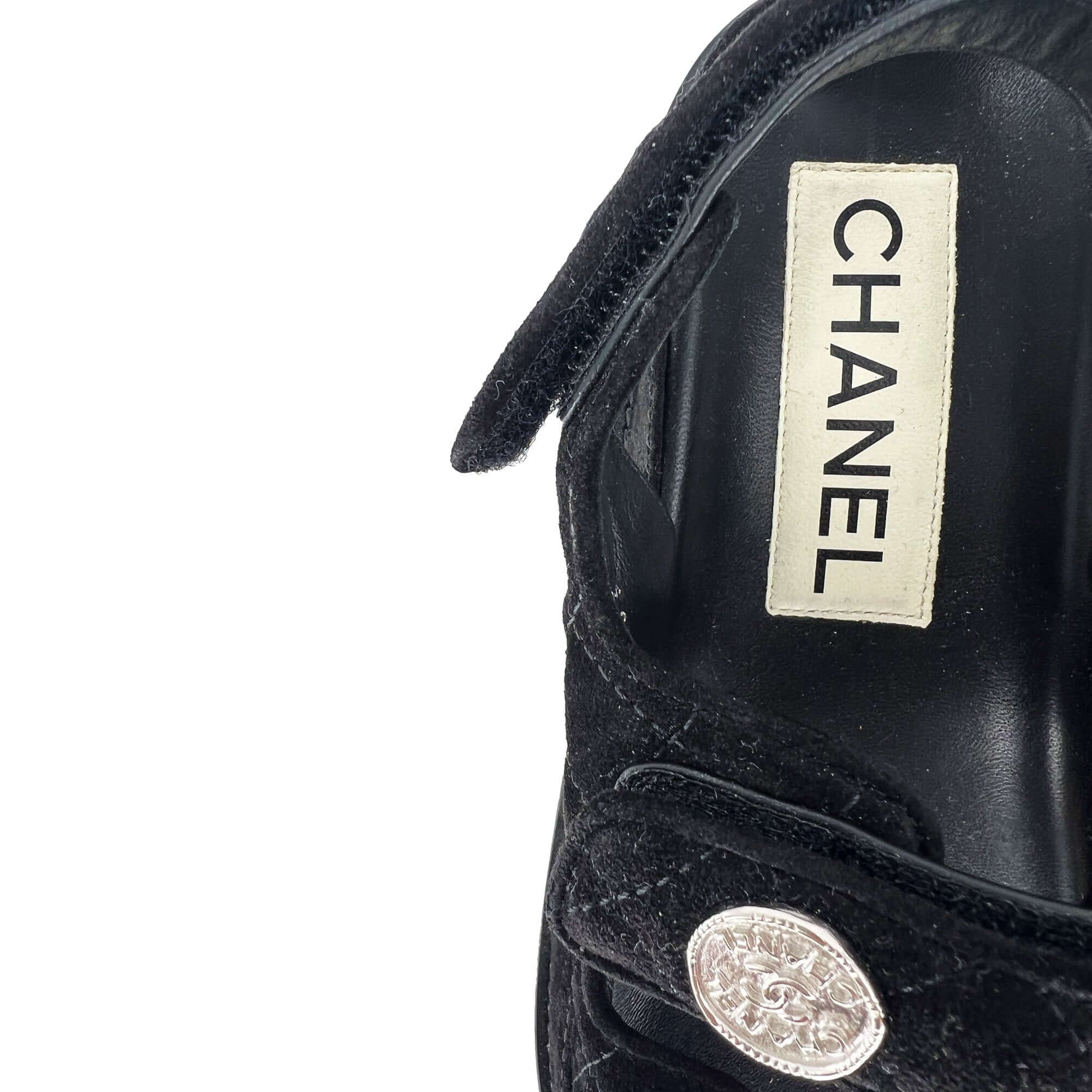 Chanel dad suede sandals black