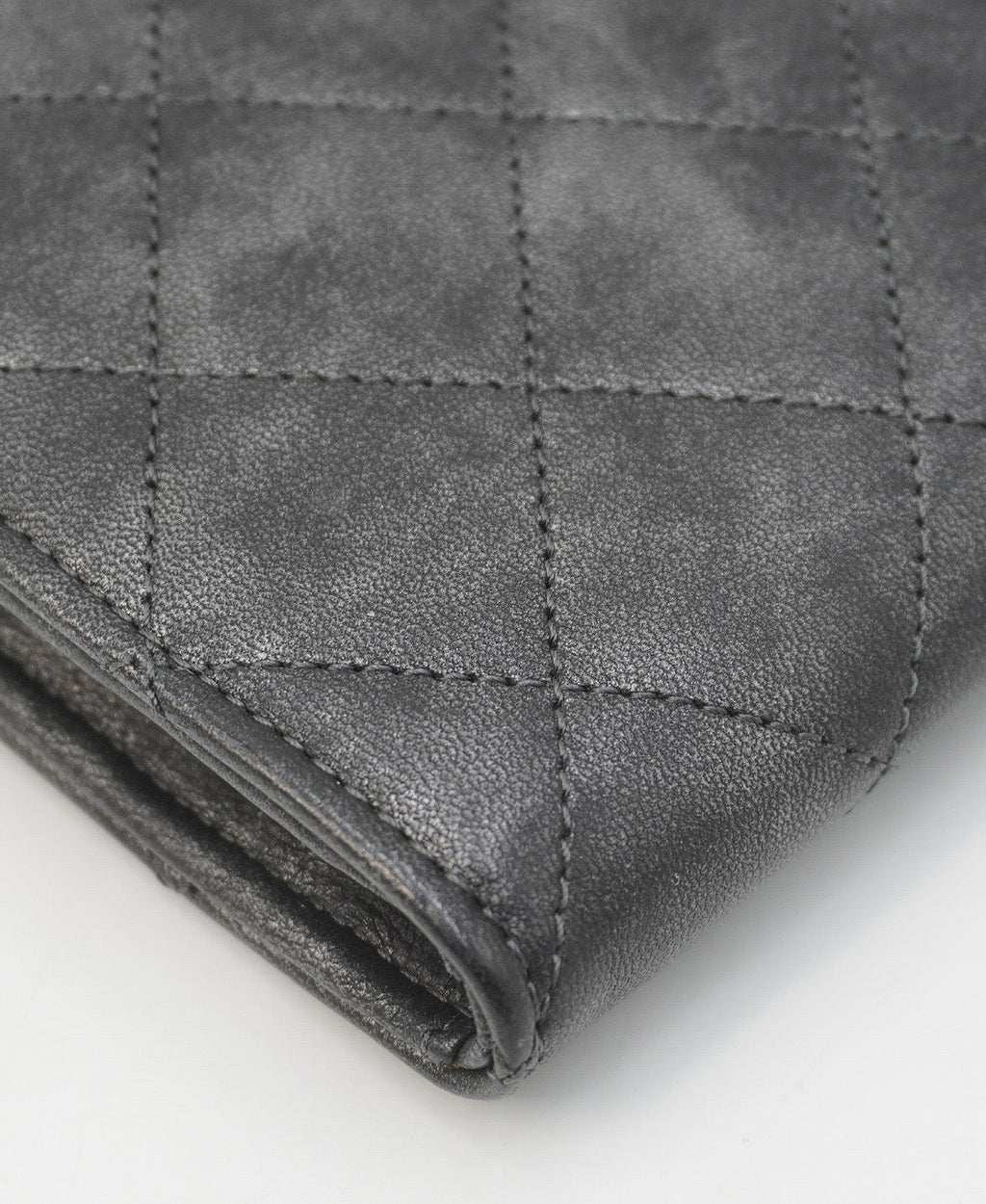 Bronze Metallic Quilted Calfskin Chain CC Wristlet Clutch Black