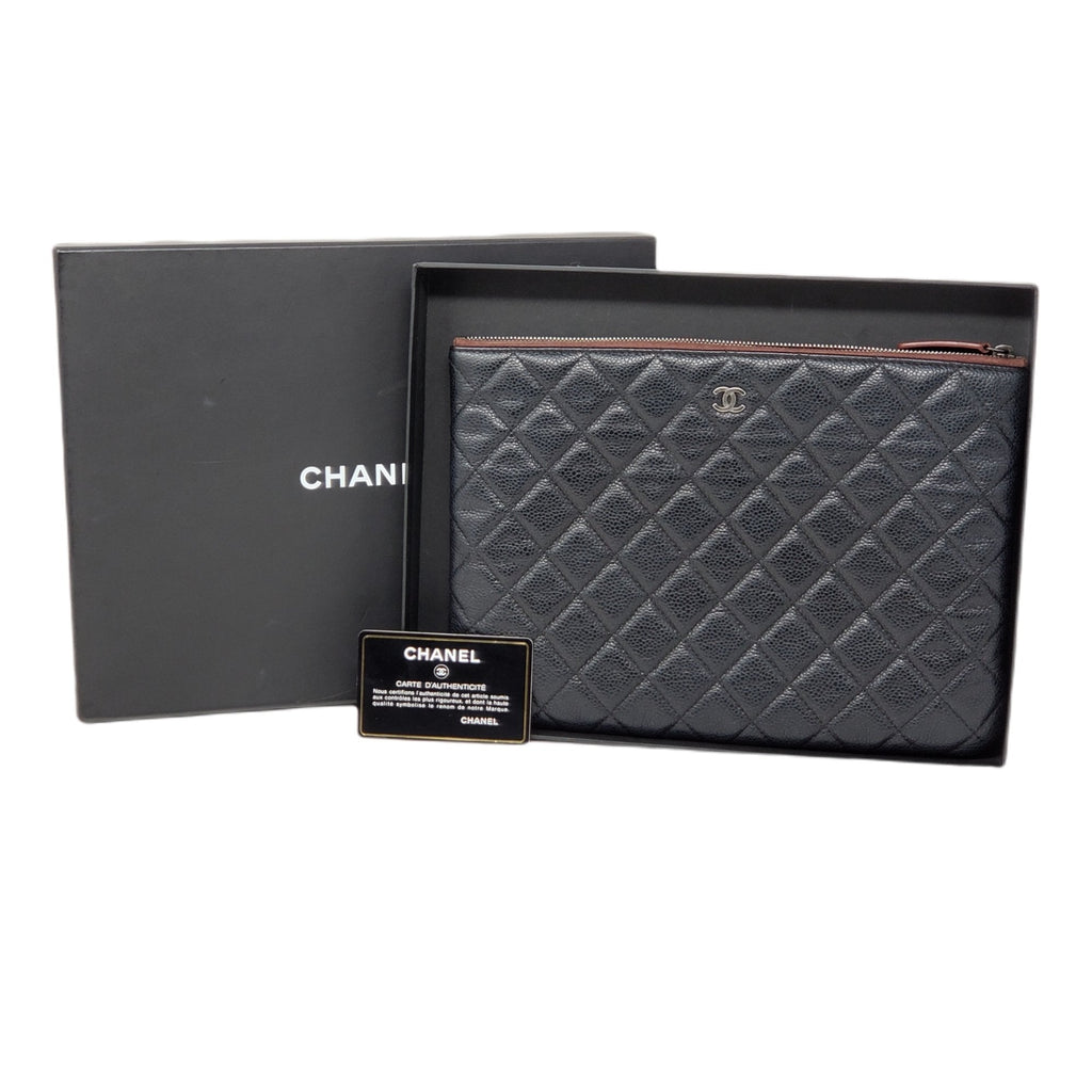 Chanel CC Caviar Quilted Cosmetic / Clutch Bag