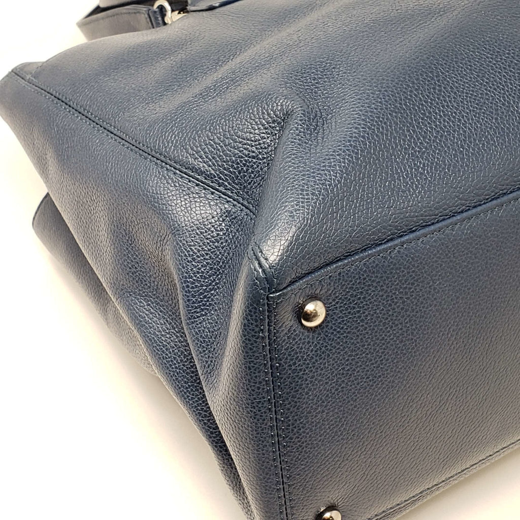 Chanel CC Executive Calfskin Navy Blue Shoulder Bag