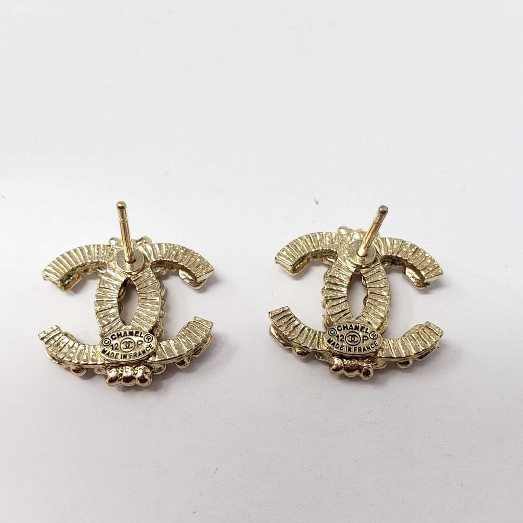 Chanel CC Goldish Earrings with stone