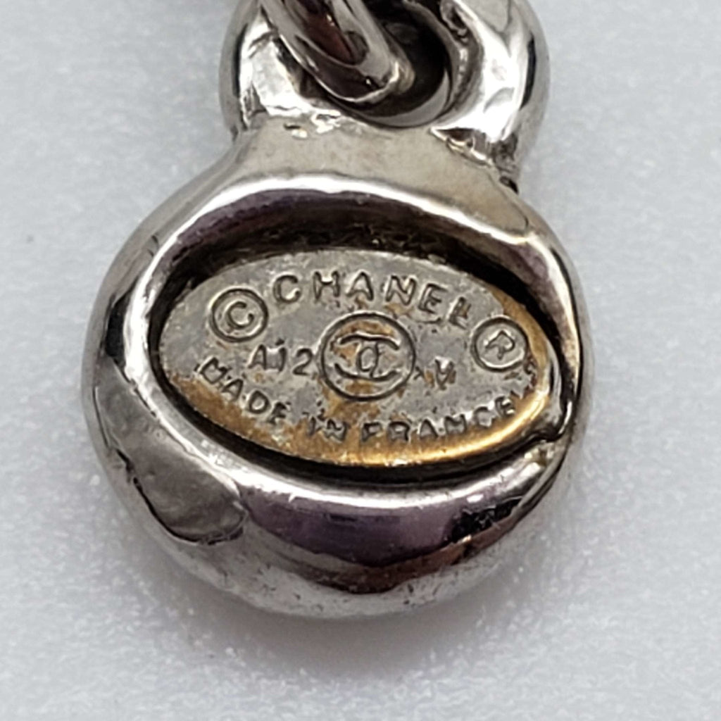 CHANEL CC with stone Necklace Silver Color