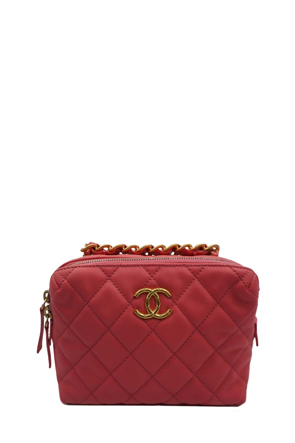 Chain Melody Vanity Case Camera Bag Quilted Pink