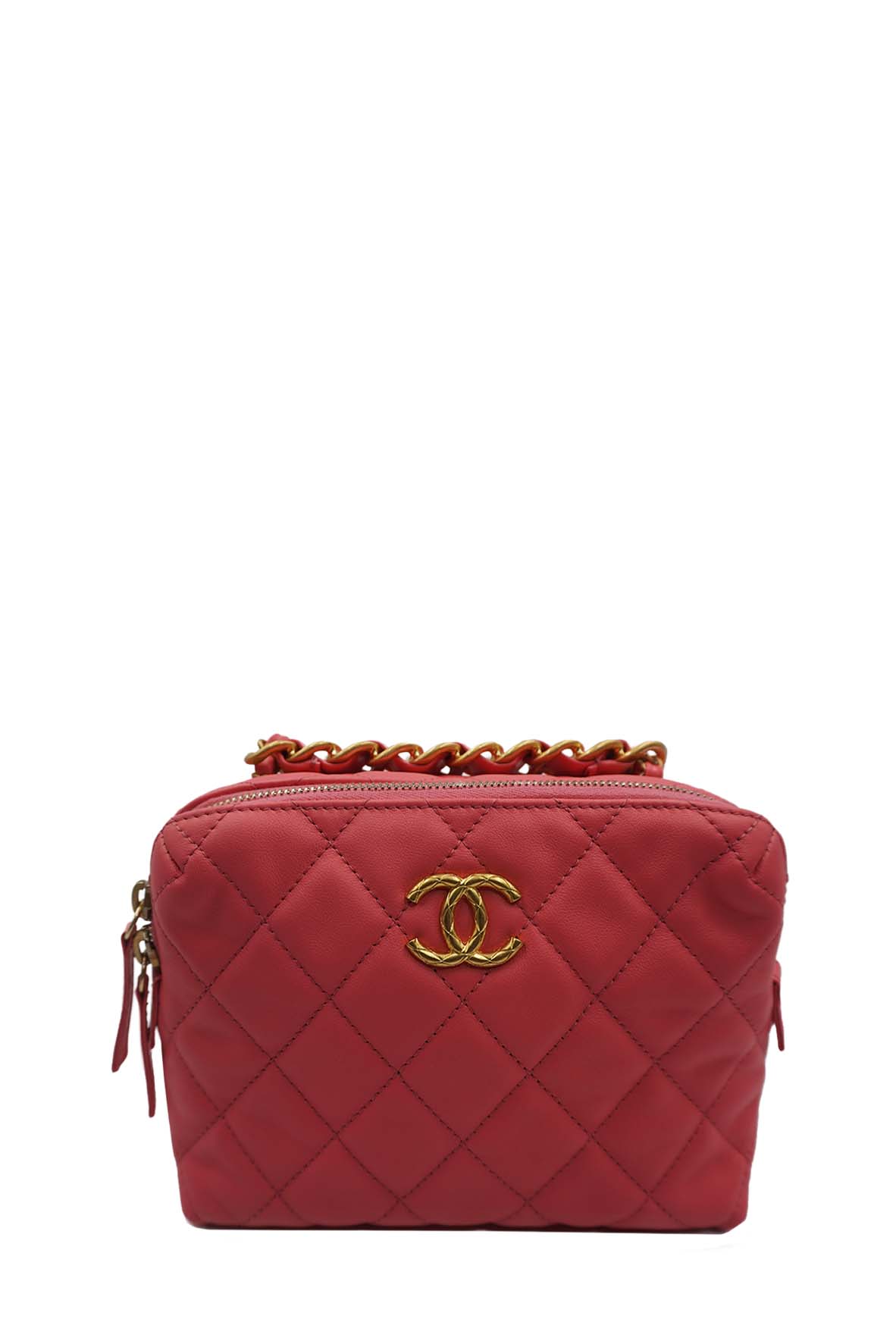 Chain Melody Vanity Case Camera Bag Quilted Pink