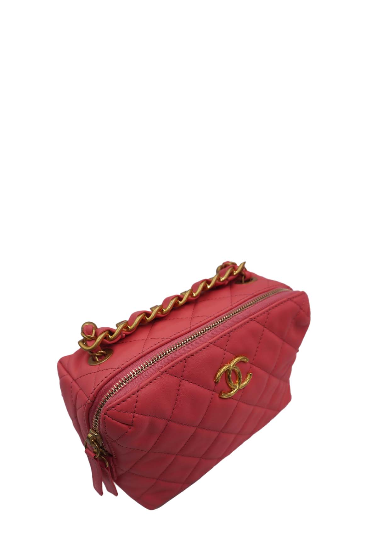 Chain Melody Vanity Case Camera Bag Quilted Pink