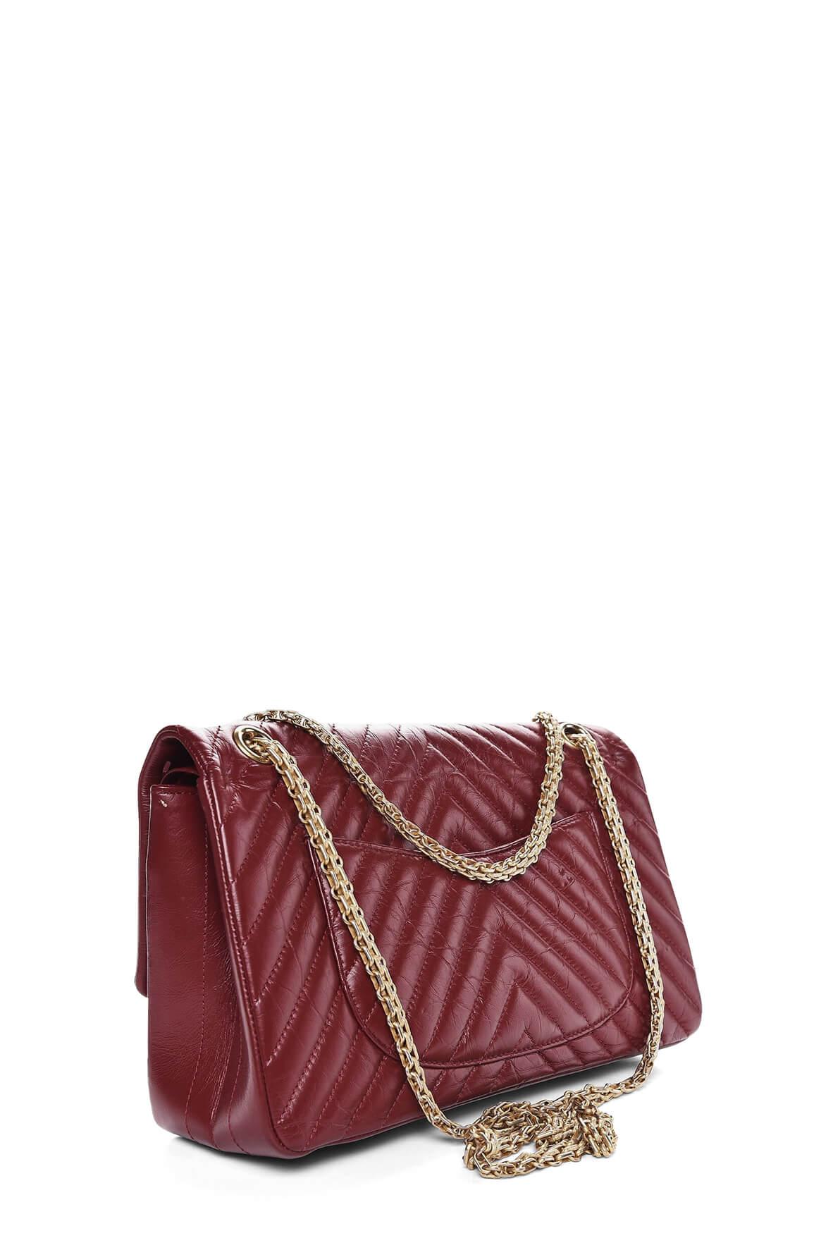 Chevron Lambskin Reissue 2.55 Classic Flap Bag Red with Gold Hardware