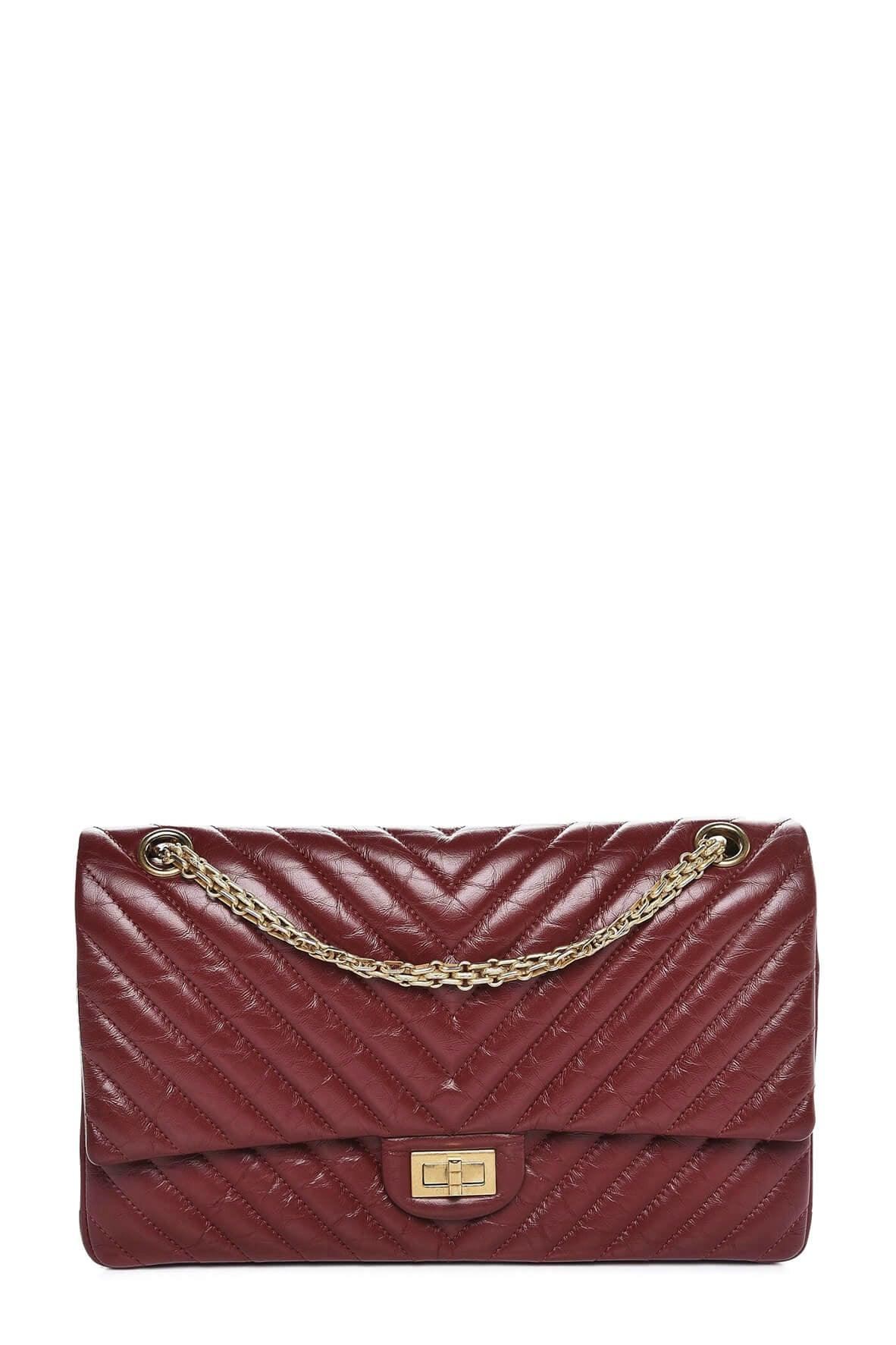 Chevron Lambskin Reissue 2.55 Classic Flap Bag Red with Gold Hardware