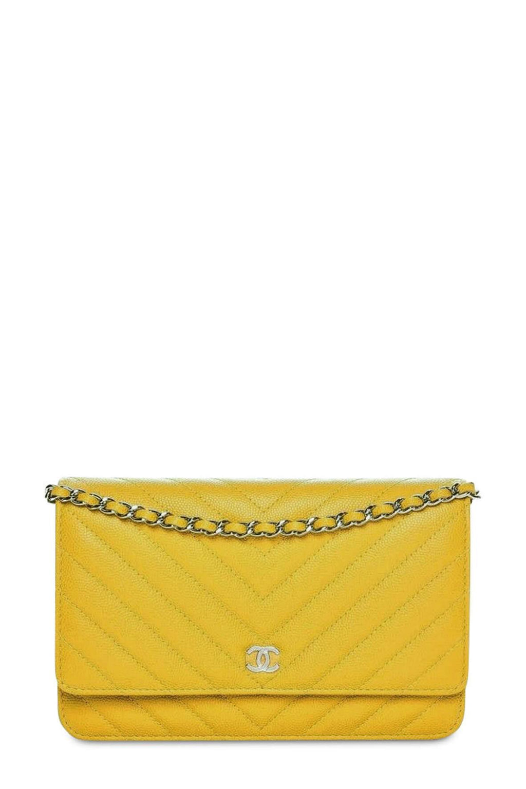Chevron Caviar Classic Wallet on Chain Yellow