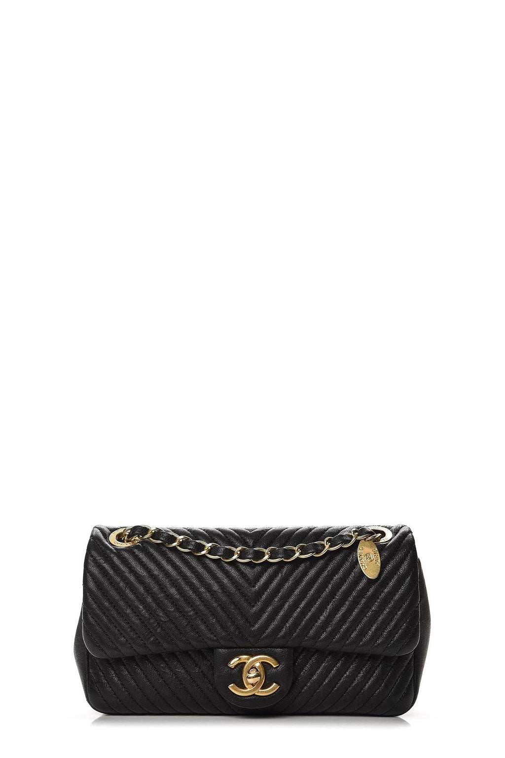 Chevron Surpique Small Flap Black