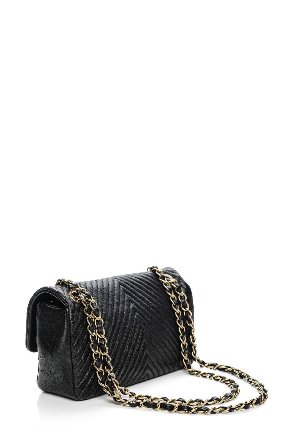 Chevron Surpique Small Flap Black
