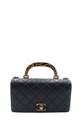 Classic Flap bag with Enamel Top Handle Black