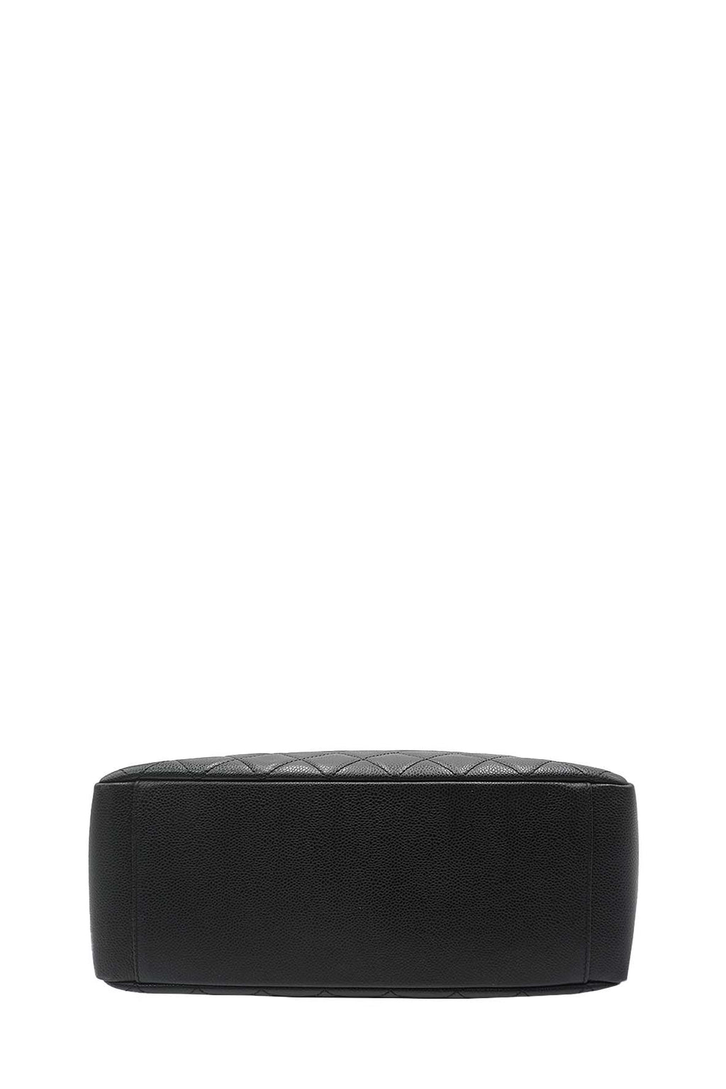 Grand Shopping Tote Caviar with Silver Hardware Black