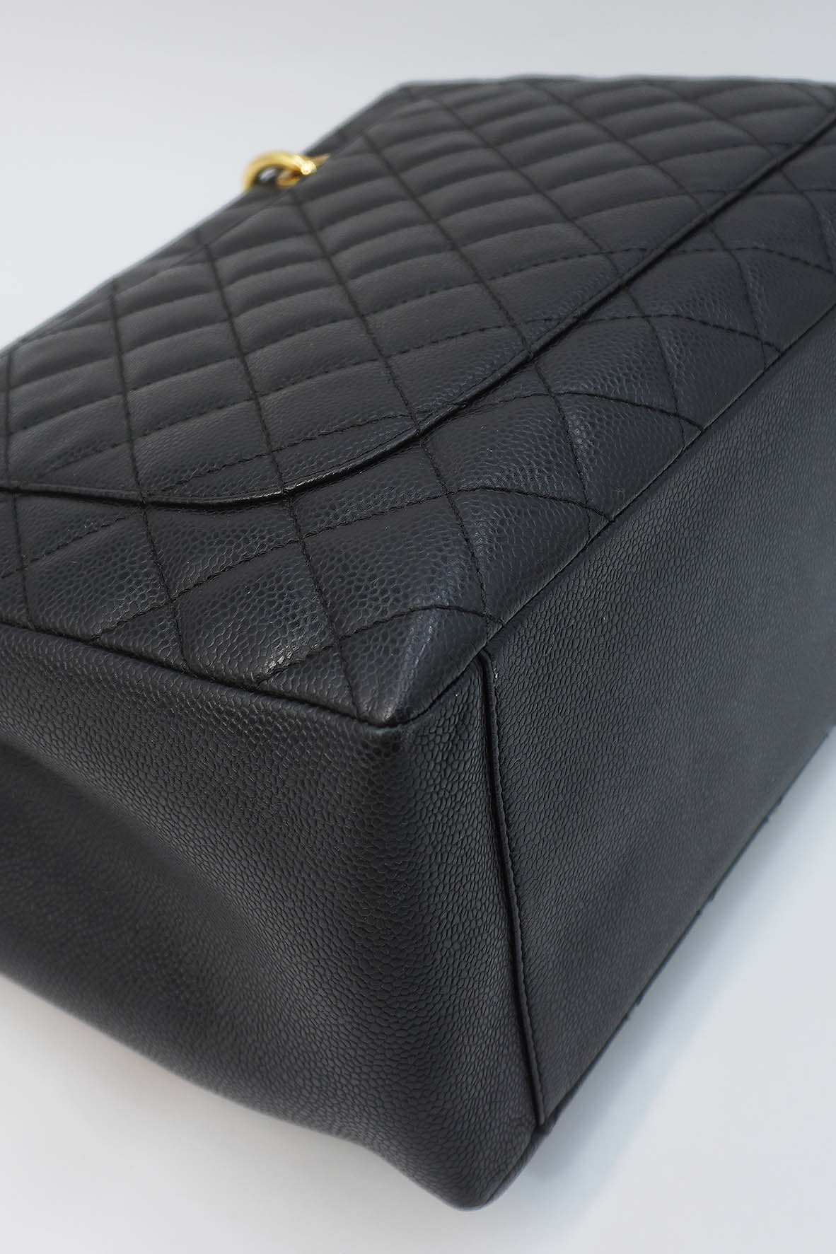 Grand Shopping Tote Quilted Caviar Leather GHW Black