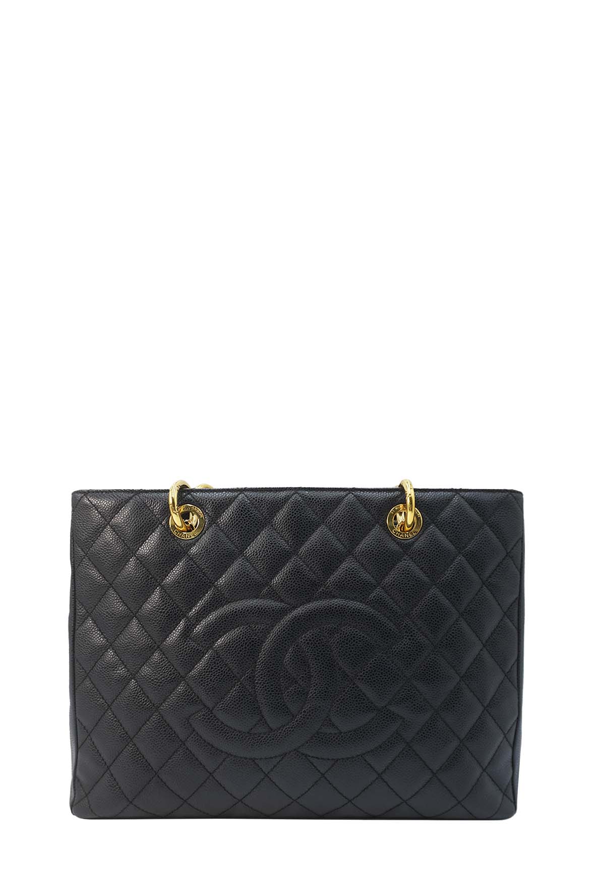 Grand Shopping Tote Quilted Caviar Leather GHW Black