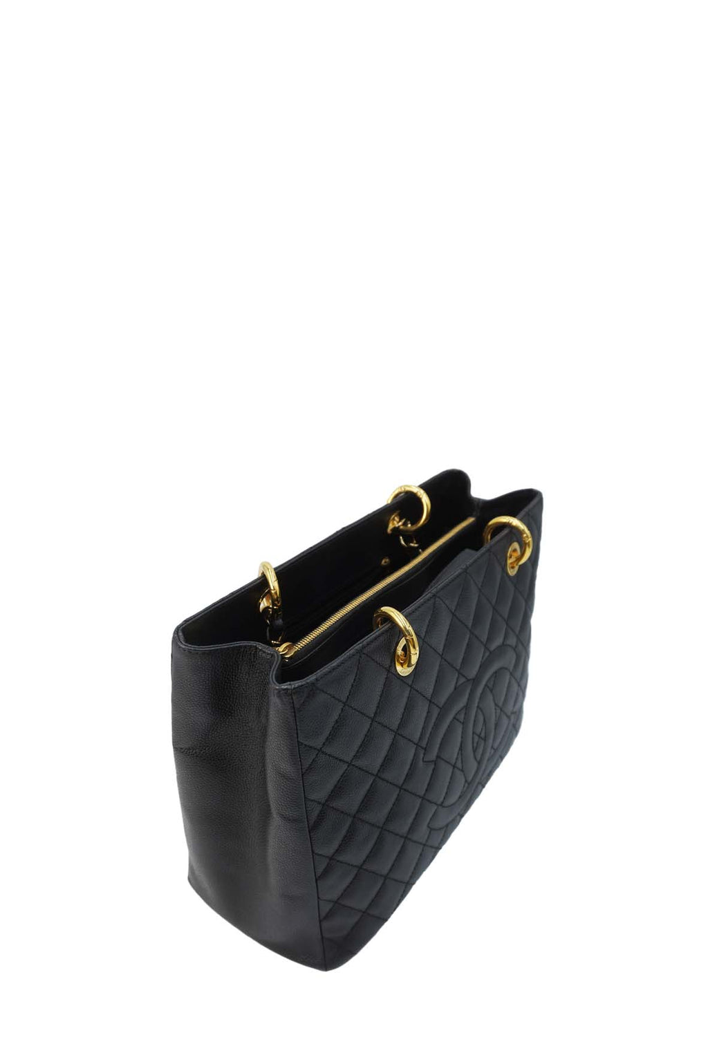 Grand Shopping Tote Quilted Caviar Leather GHW Black