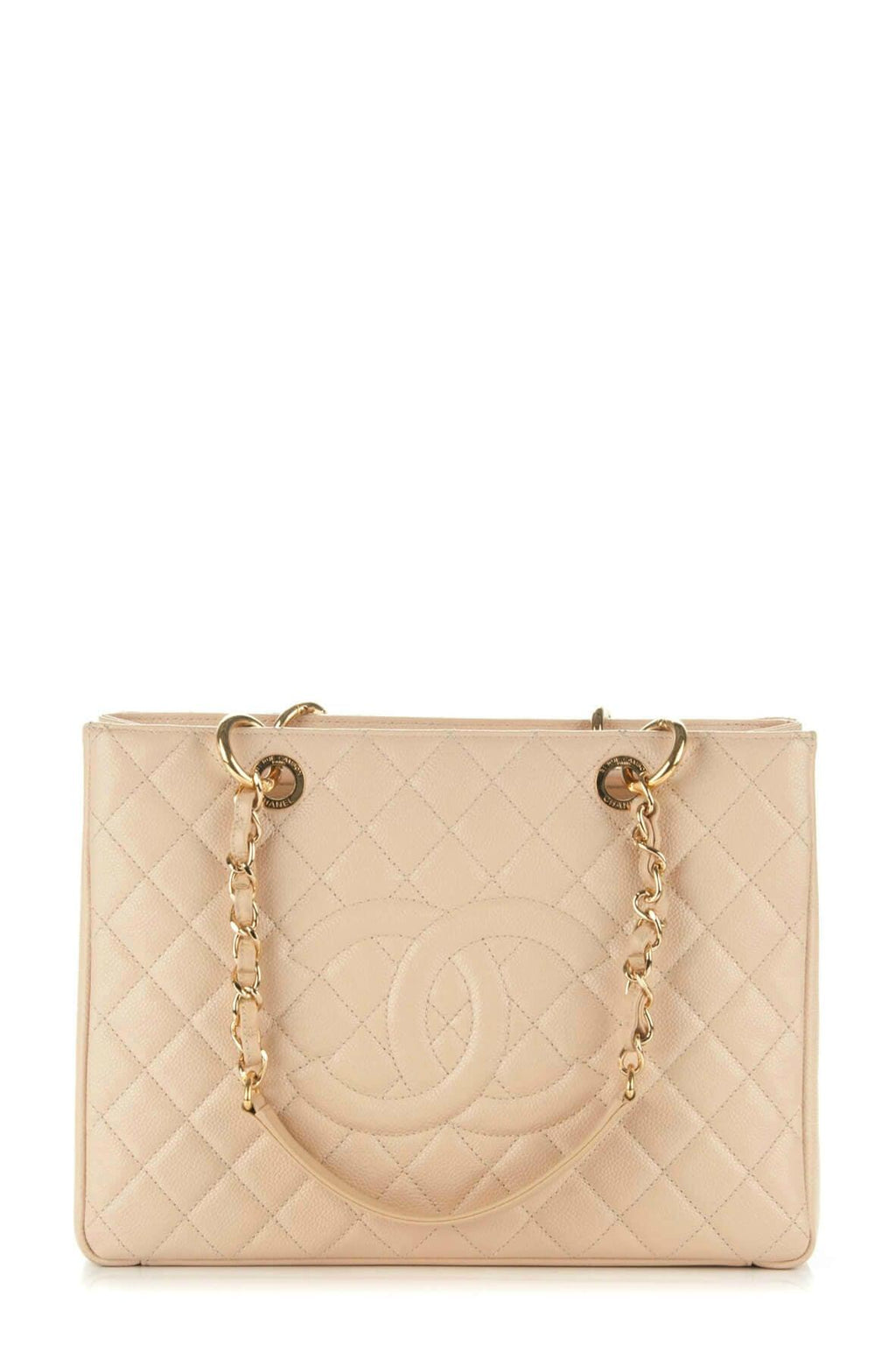 Grand Shopping Tote Beige with Gold Hardware