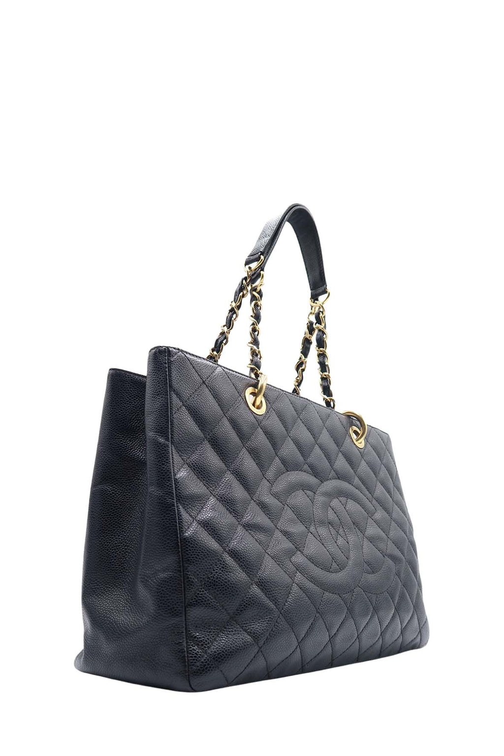 Grand Shopping Tote with Gold Hardware Black