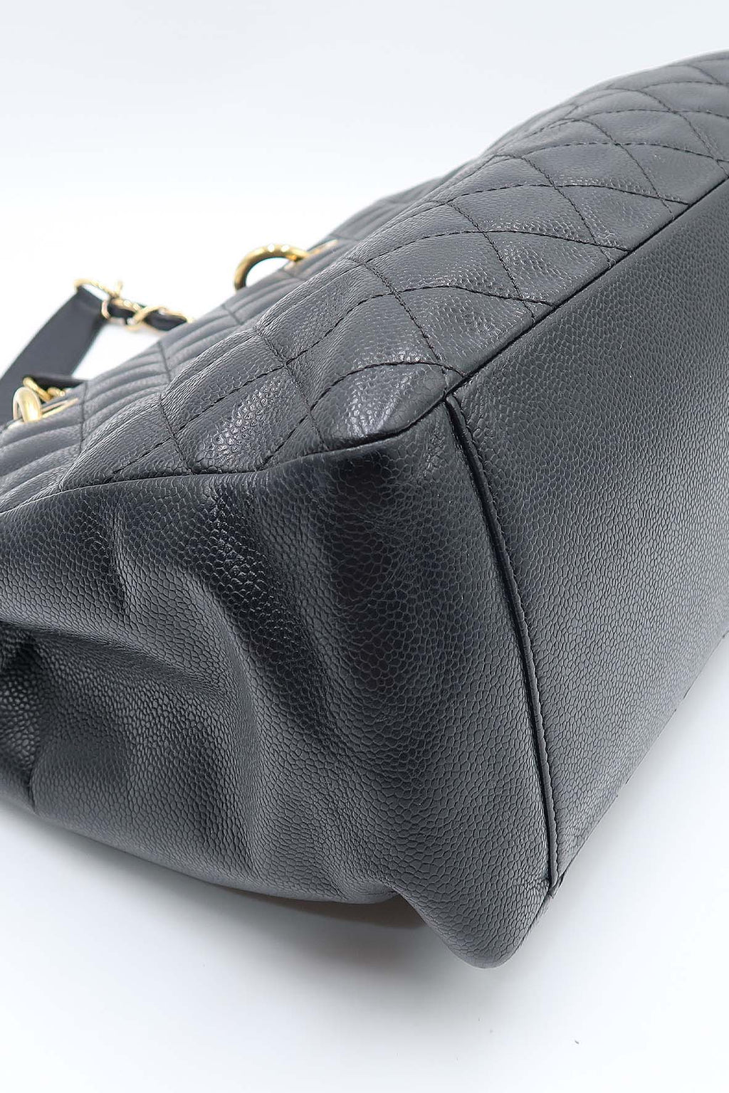 Grand Shopping Tote with Gold Hardware Black