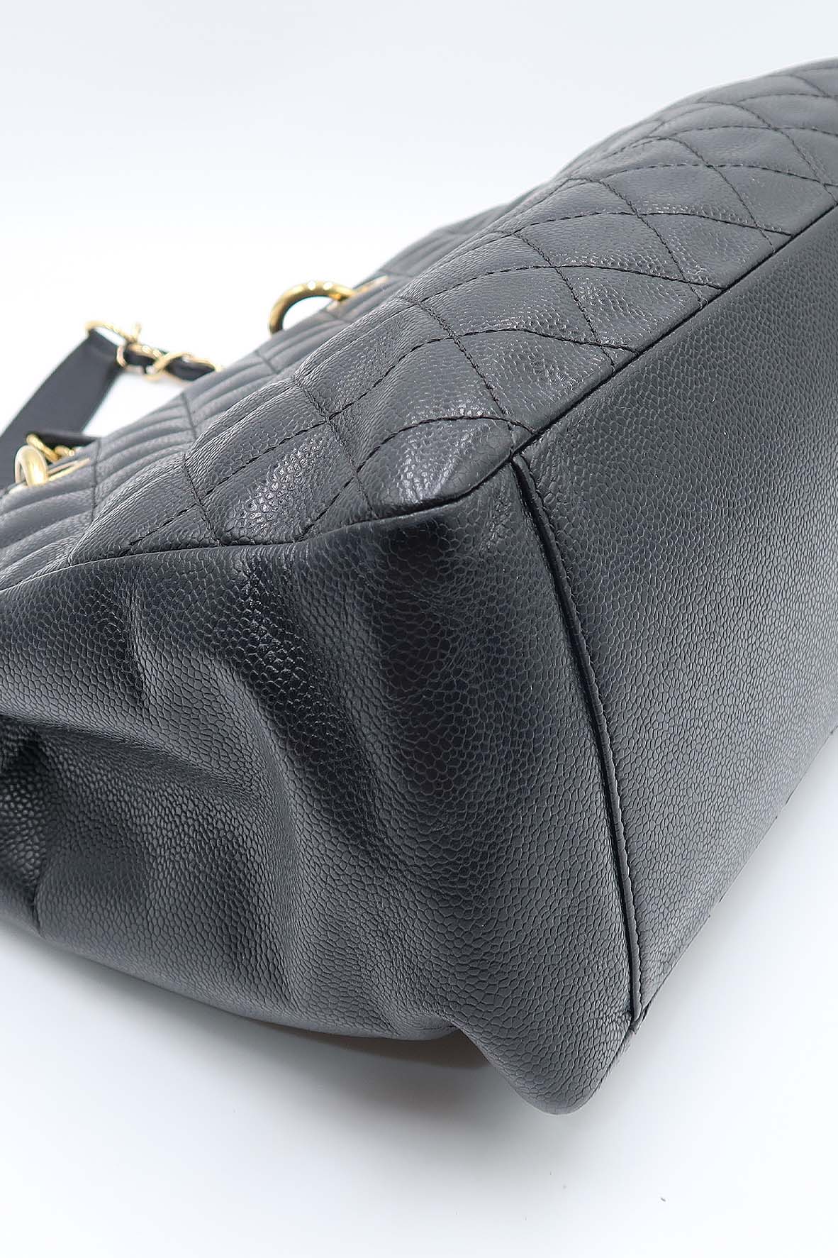 Grand Shopping Tote with Gold Hardware Black