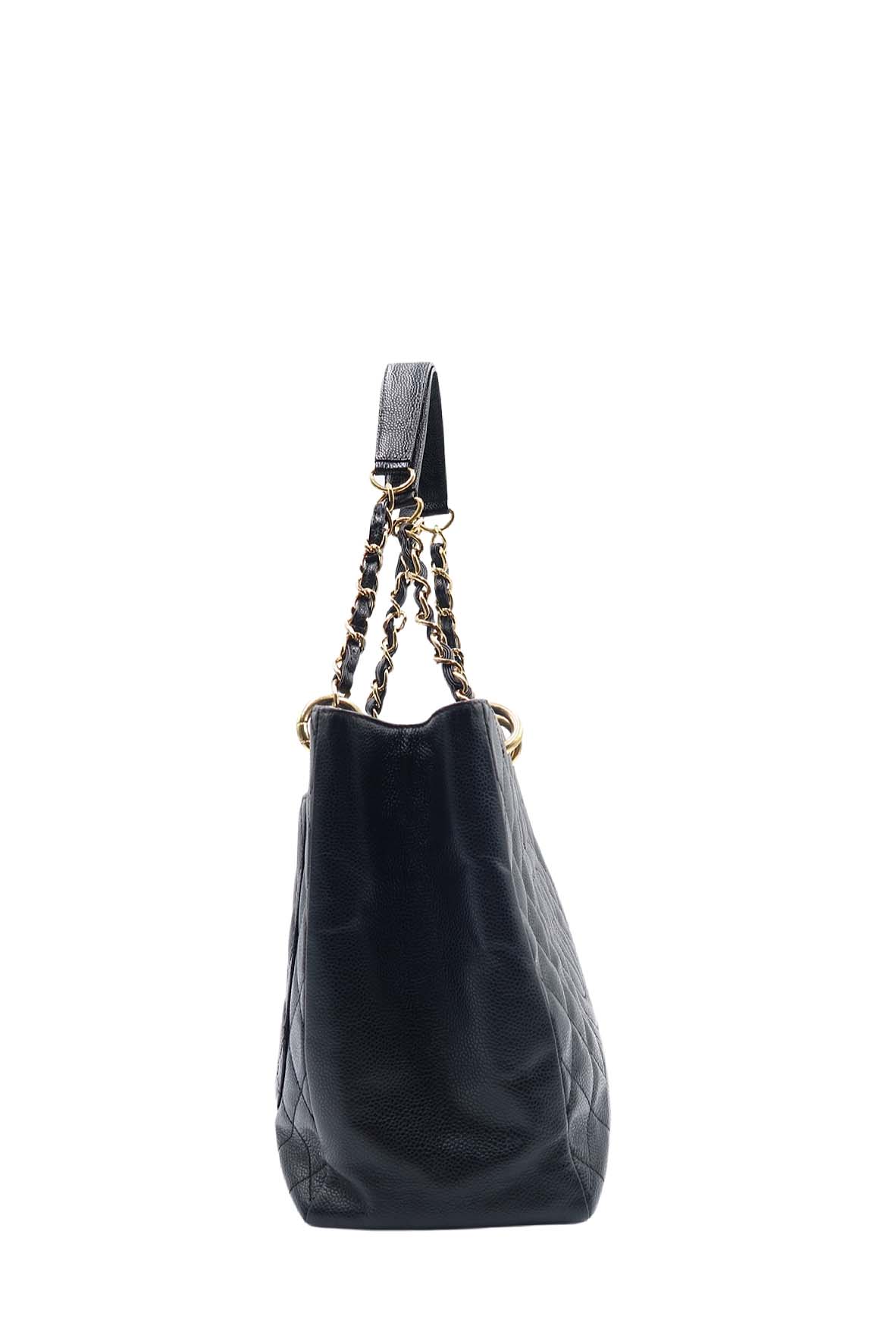 Grand Shopping Tote with Gold Hardware Black