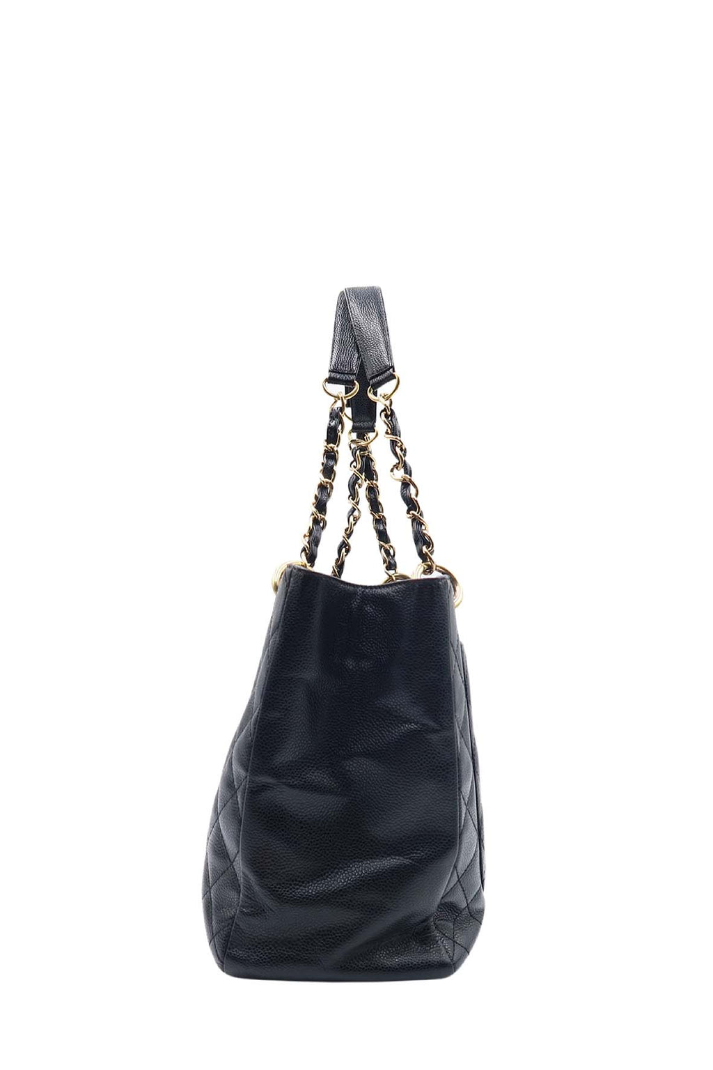 Grand Shopping Tote with Gold Hardware Black