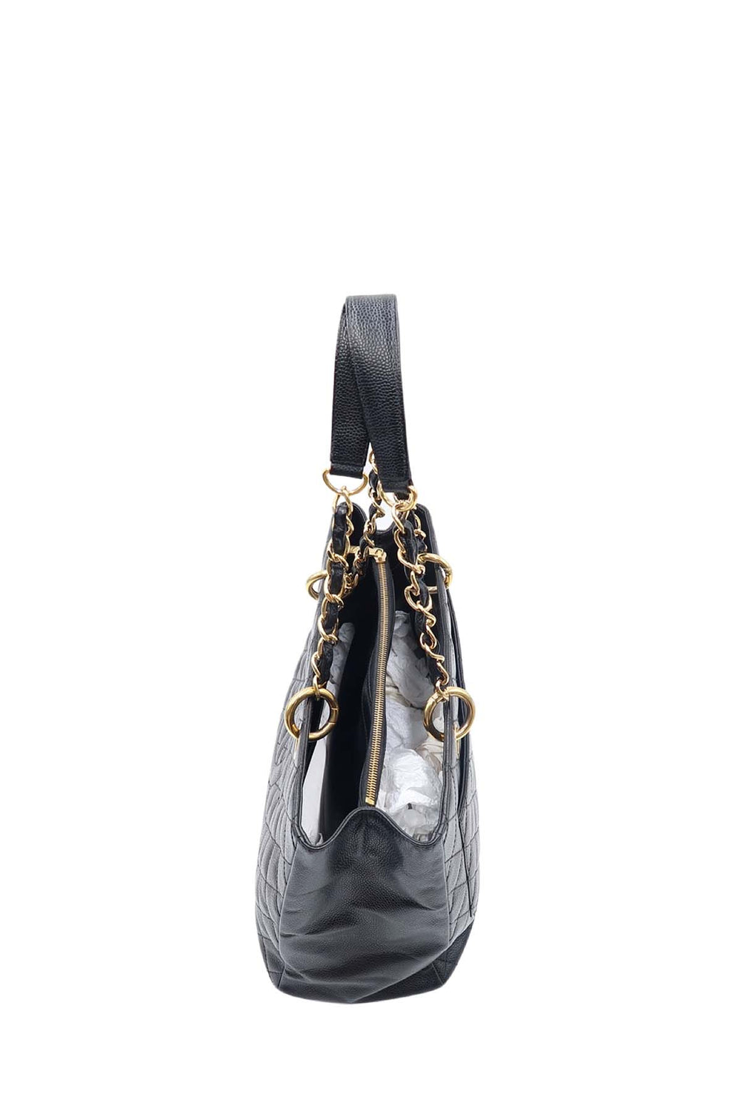 Grand Shopping Tote with Gold Hardware Black