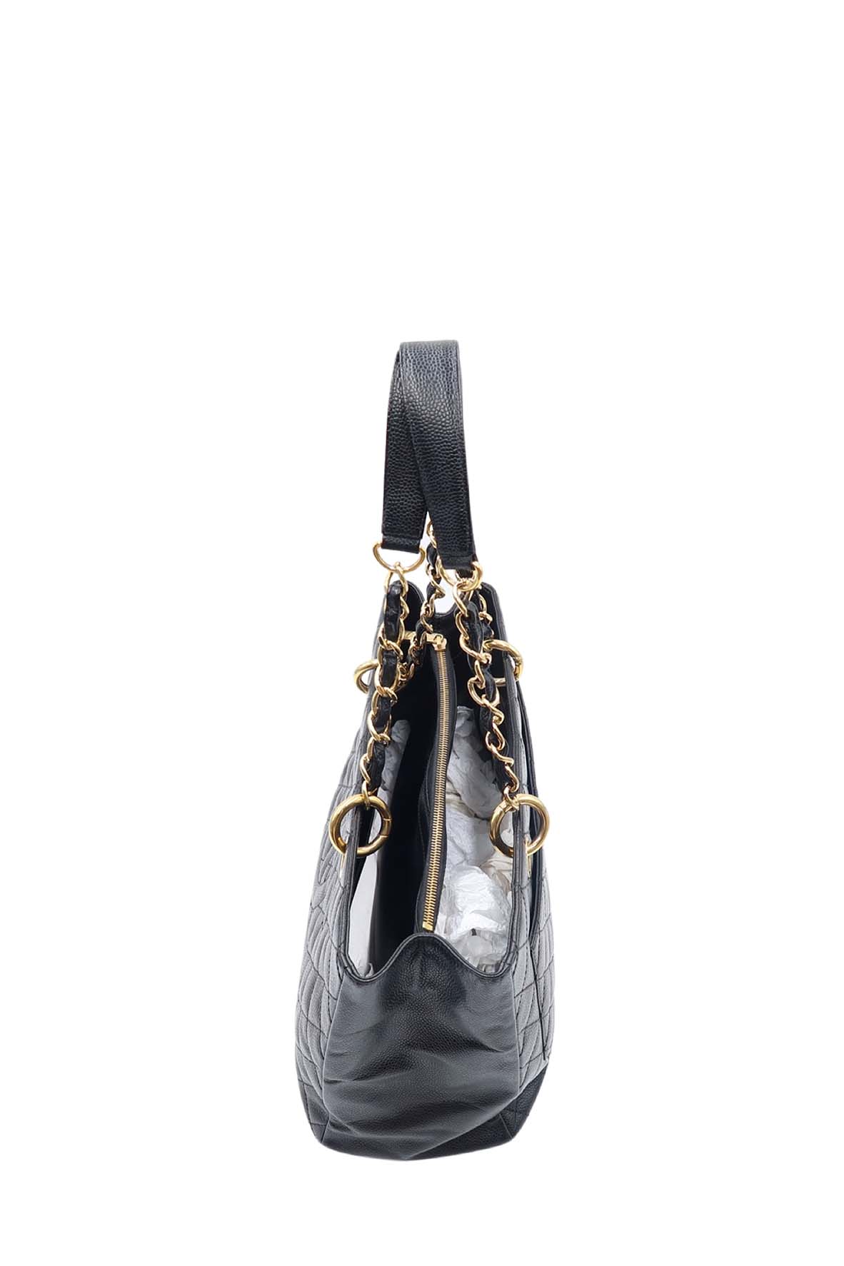 Grand Shopping Tote with Gold Hardware Black