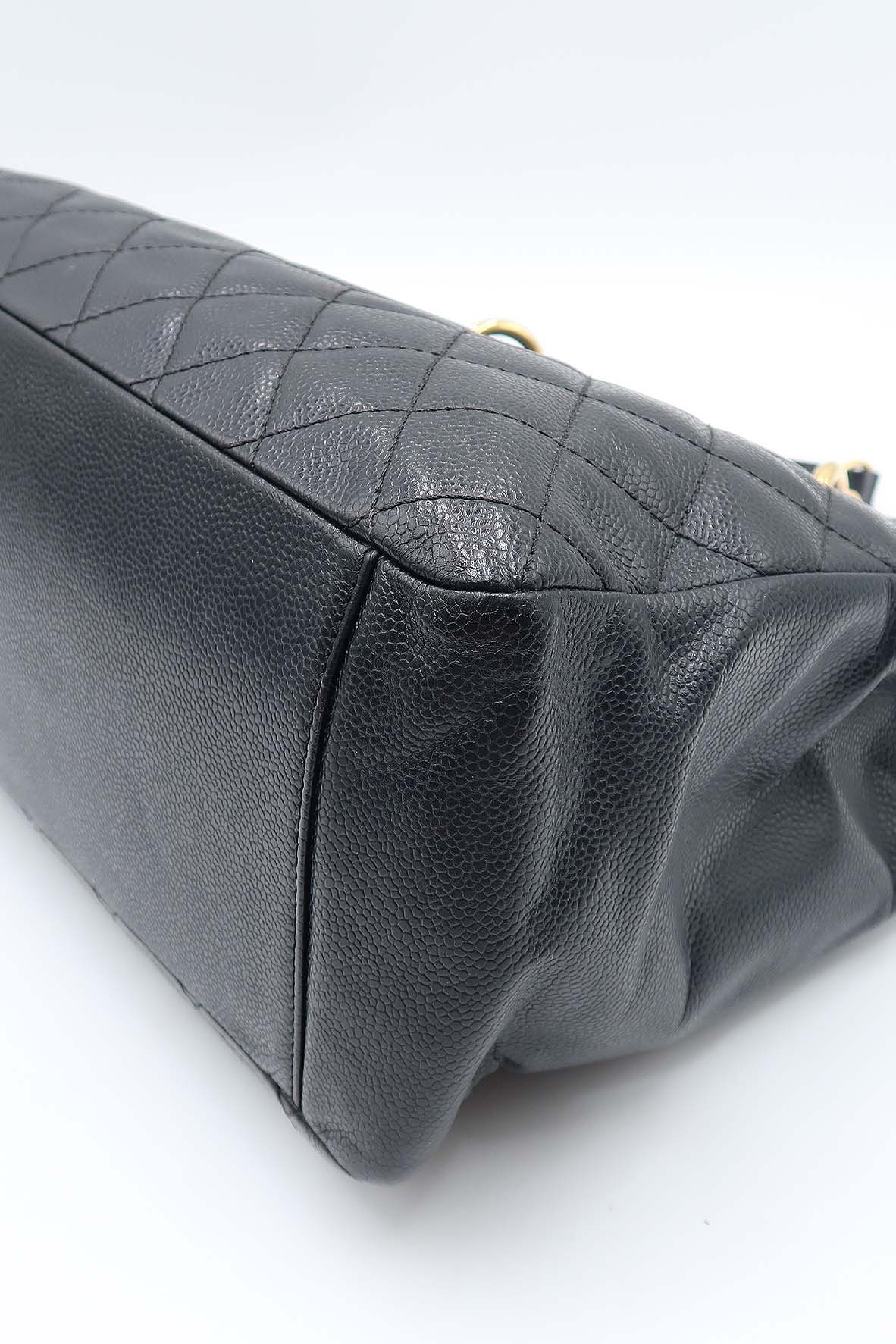 Grand Shopping Tote with Gold Hardware Black