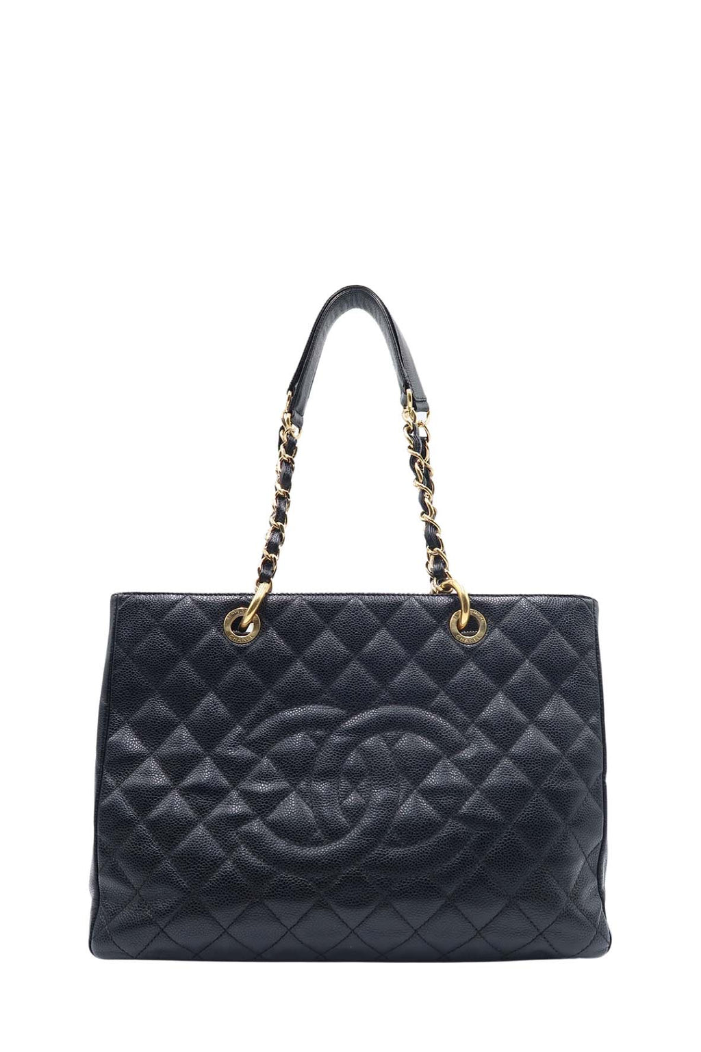 Grand Shopping Tote with Gold Hardware Black
